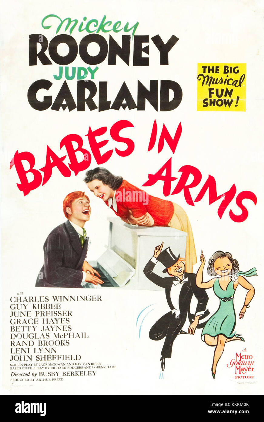 *Babes in Arms* (1937) est un film musical réalisé par Busby Berkeley, mettant en vedette Mickey Rooney et Judy Garland. Le film suit deux adolescents qui forment un numéro de vaudeville pour soutenir leurs rêves théâtraux. Banque D'Images