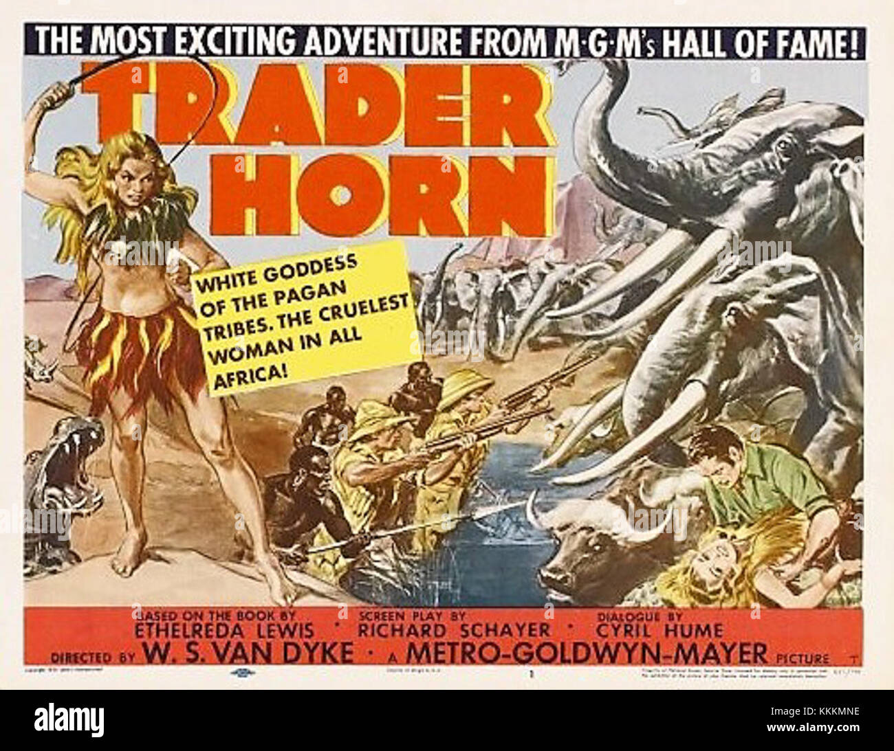 Trader Horn est un film de 1931, et ceci est une affiche promotionnelle pour le film. Le film, un drame d’aventure, raconte l’histoire d’un commerçant en Afrique et ses aventures dans la nature sauvage africaine. Banque D'Images