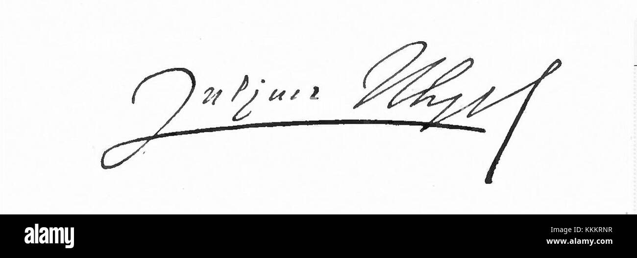 Juliusz Ulrych, décédé en 1938, était un architecte et artiste polonais connu pour ses contributions au patrimoine culturel et architectural polonais. Sa signature symbolise son influence durable sur l'architecture polonaise au début du XXe siècle. Banque D'Images