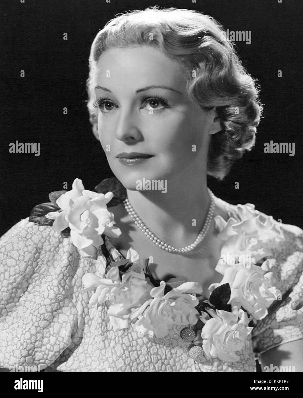 Madeleine Carroll est une actrice britannique active dans les années 1930 et 1940, connue pour ses rôles dans des films tels que 'les 39 marches' et 'L'agent secret', et pour être la première actrice à recevoir un salaire d'un million de dollars. Banque D'Images