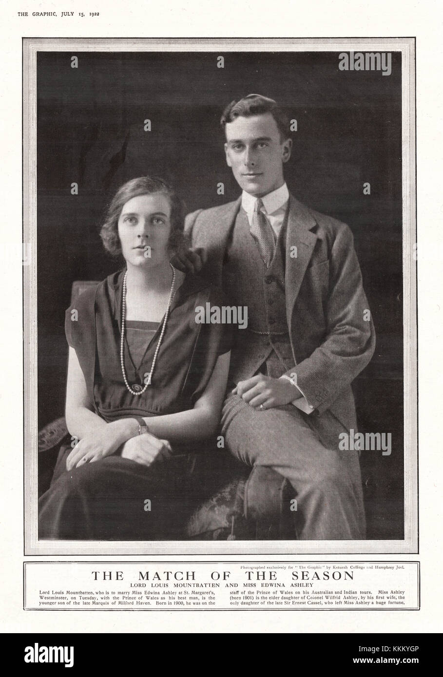 1922 Le graphique Lord Louis Mountbatten et Mlle Edwina Ashley Banque D'Images