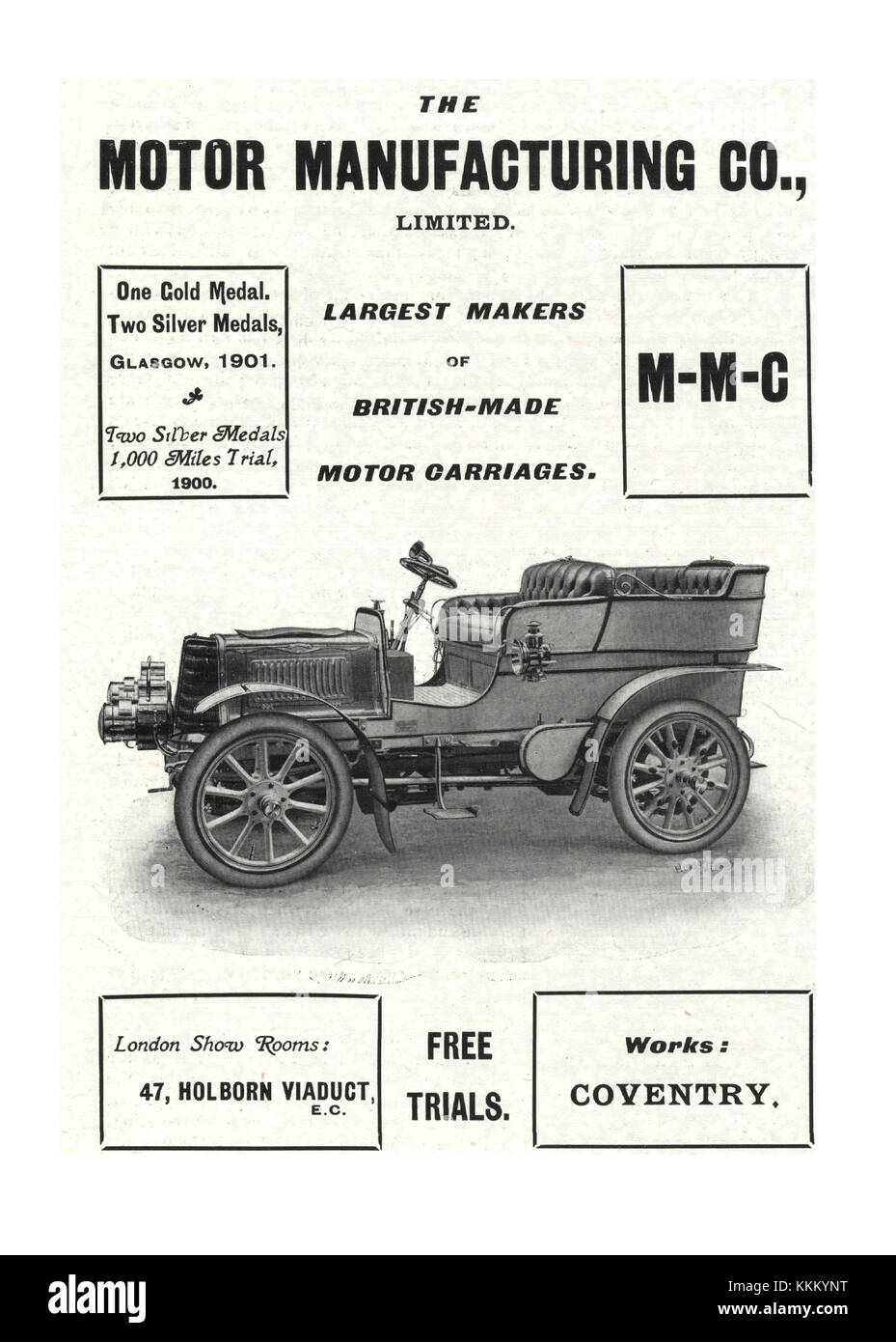 1902 Magazine BRITANNIQUE Motor Manufacturing Company Annonce Banque D'Images