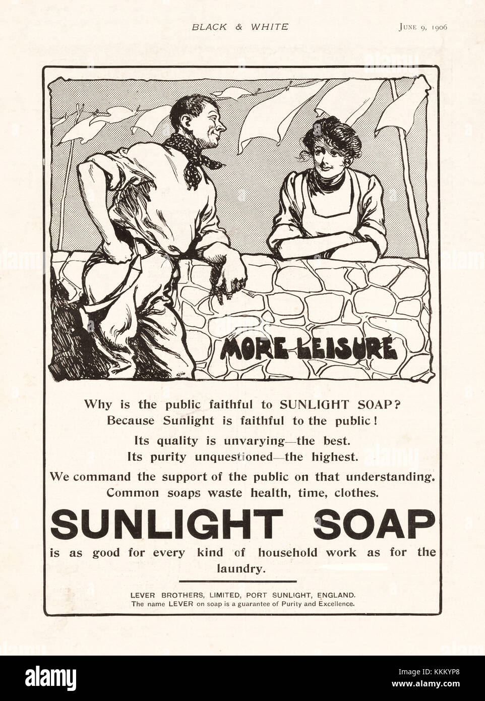 1906 Le magazine britannique annonce Savon Sunlight Banque D'Images