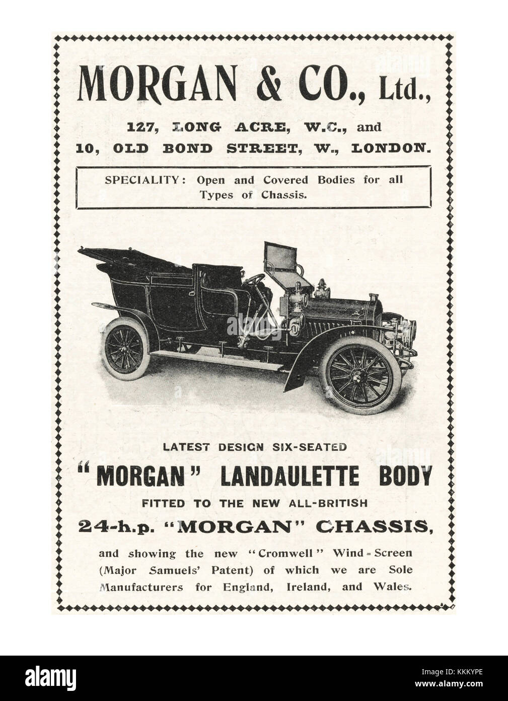 1906 Magazine britannique Morgan annonce Voiture Banque D'Images