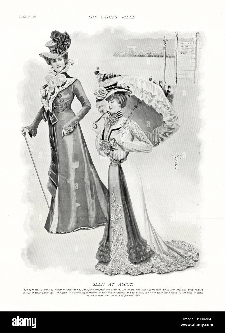 1900 Magazine BRITANNIQUE Mesdames Ascot Fashions Annonce Banque D'Images