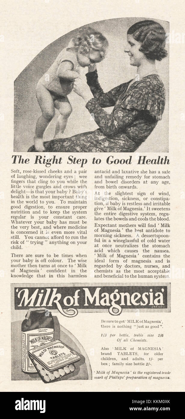 1935 Magazine BRITANNIQUE Phillips le lait de magnésie annonce Banque D'Images