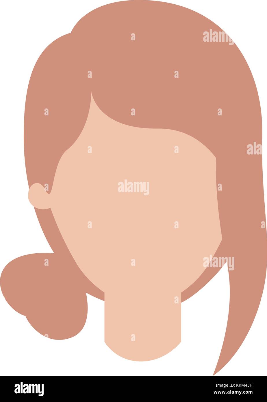 Femme sans visage et cheveux recueillis avec fringe en silhouette colorée Illustration de Vecteur