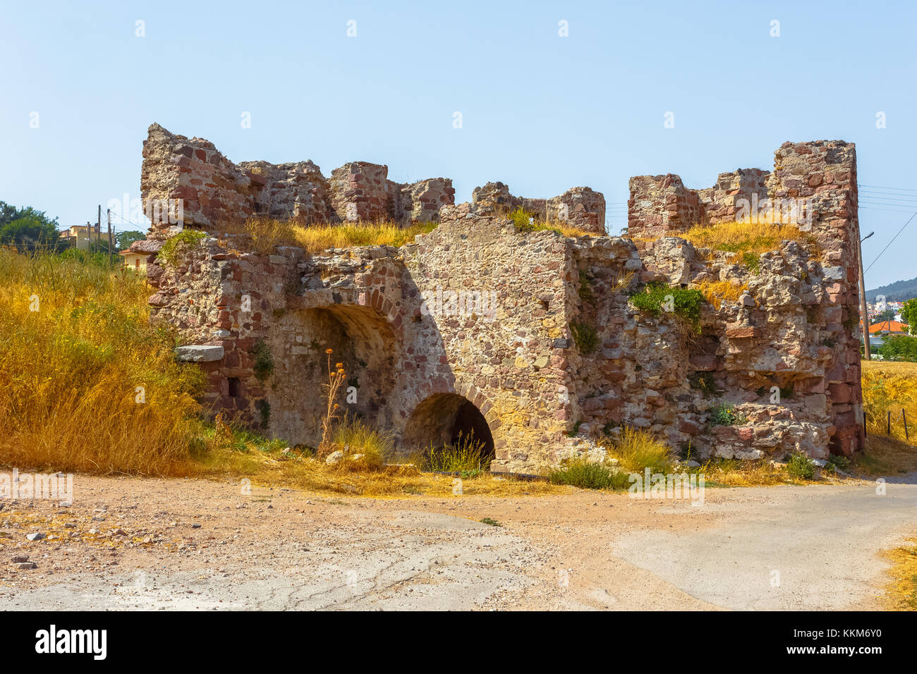 Les murs du château de Mytilène dans l'île de Lesvos, Grèce, l'un des