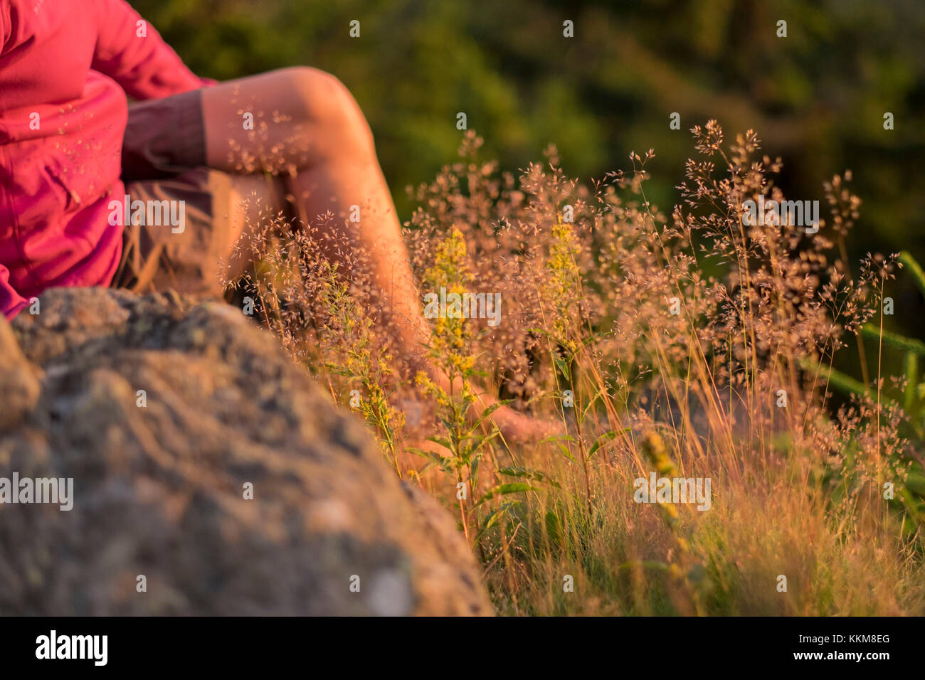 Prendre une pause, randonneur, Bavaria, Germany, Banque D'Images