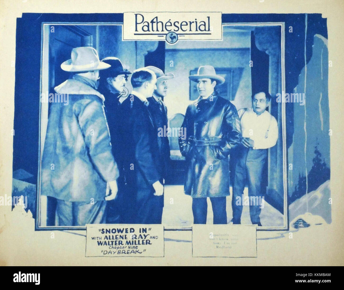 Snowed In est un film muet de 1926 produit par Pathé, avec Allene Ray et Walter Miller. La carte du hall 23 présente une scène du film, mesurant 14 pouces de large par 11 pouces de haut. Banque D'Images
