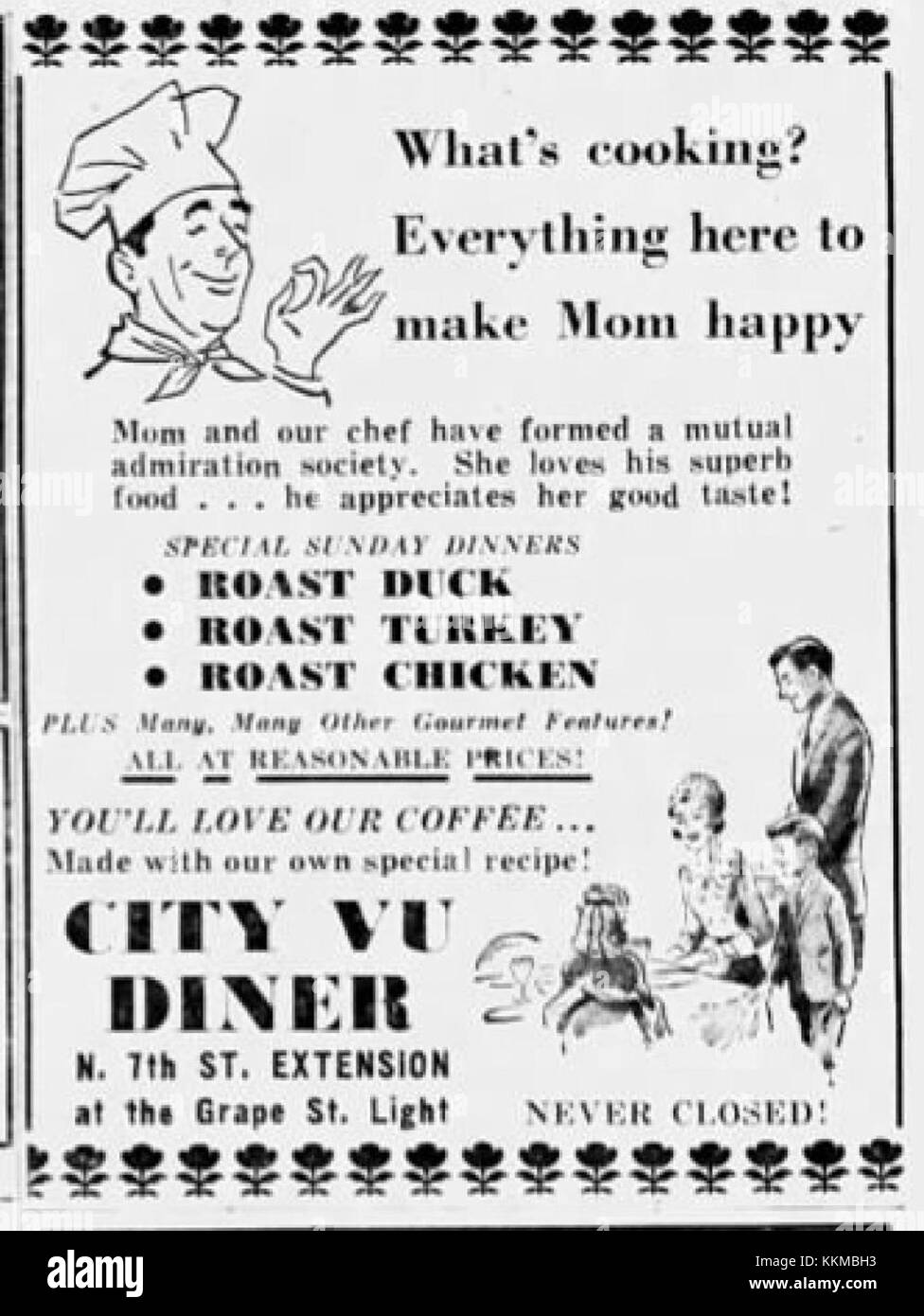 Le City vu Diner à Allentown, en Pennsylvanie, était un lieu de rassemblement populaire en 1961. Connu pour son atmosphère classique, il était un lieu emblématique de la vie sociale et culturelle de la ville, en particulier dans les années 1960 Banque D'Images
