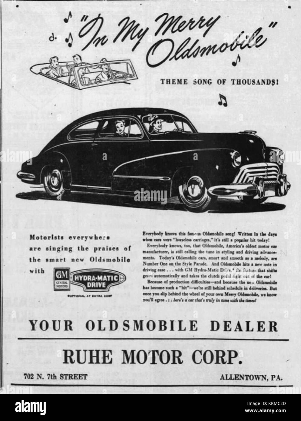 Photographie capturant une scène du 24 décembre 1946, mettant en vedette le modèle MC de Rhue Motor Corporation à Allentown, Pennsylvanie, États-Unis. Banque D'Images
