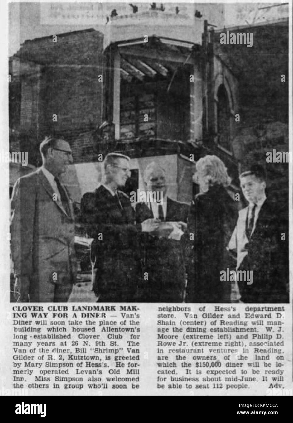 L'ouverture du Vans Diner à Allentown, PA, le 11 mai 1960, marquant un événement important dans l'histoire des dîners américains et de la culture locale. Banque D'Images