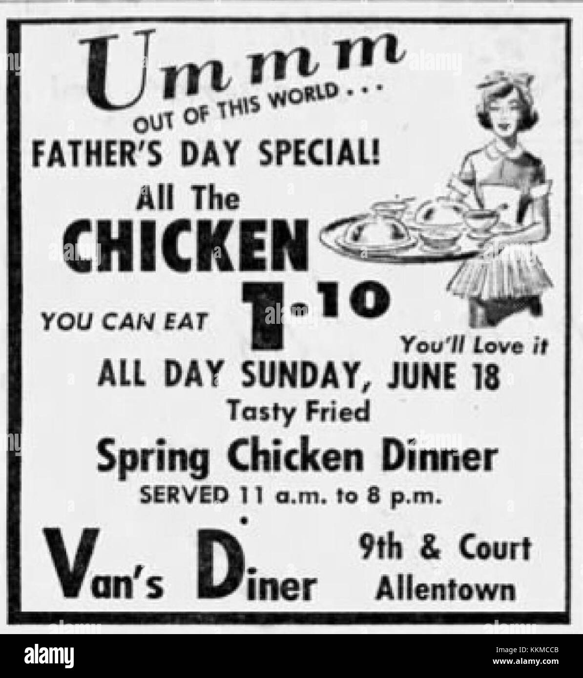 Photographie de Vans Diner à Allentown, Pennsylvanie, prise le 18 juin 1961, capturant l'architecture et l'ambiance classiques des restaurants américains. Banque D'Images