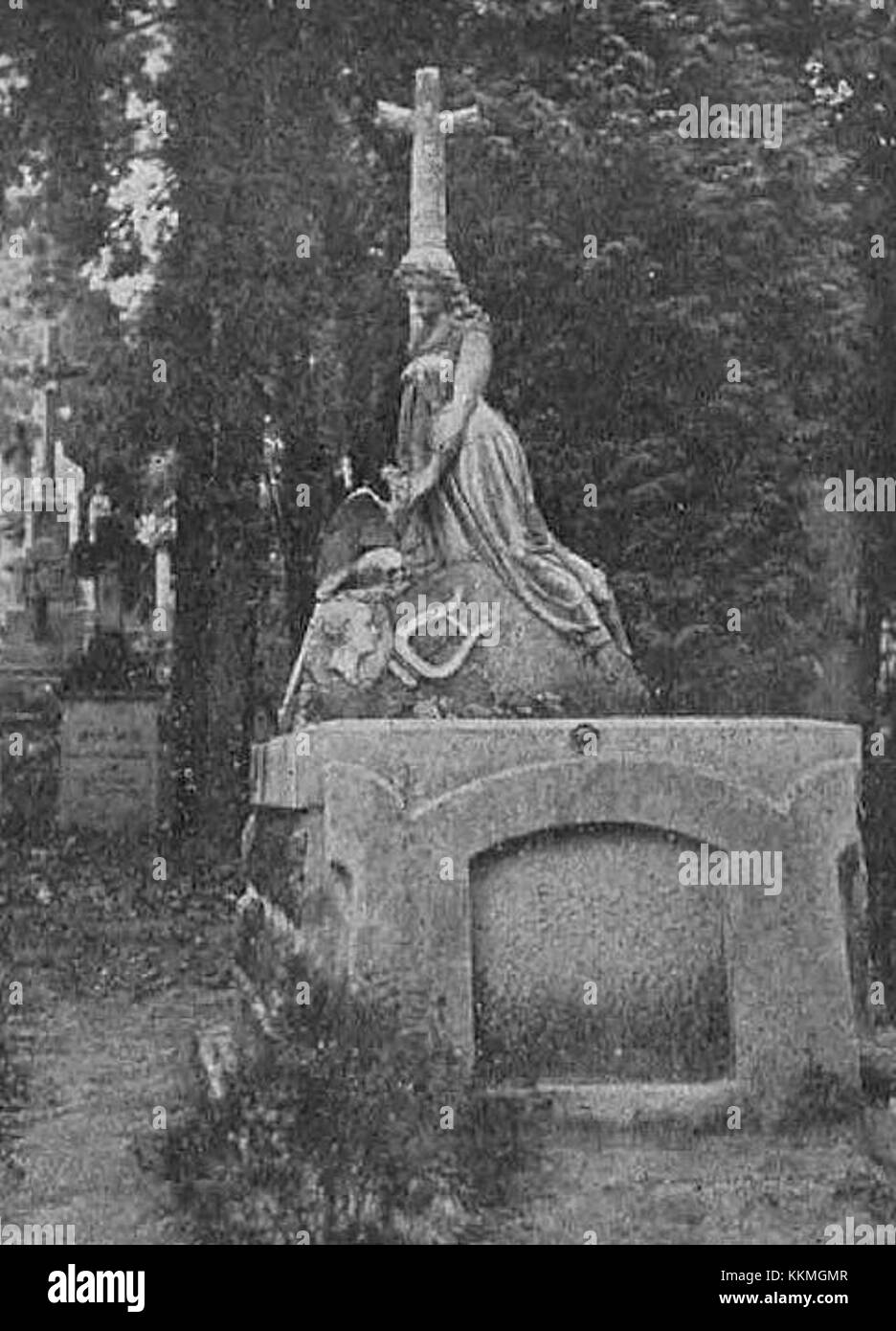 Photographie de la tombe d'Artur Grottger, peintre romantique polonais, située au cimetière de Lychakiv, Lviv, Ukraine. Banque D'Images