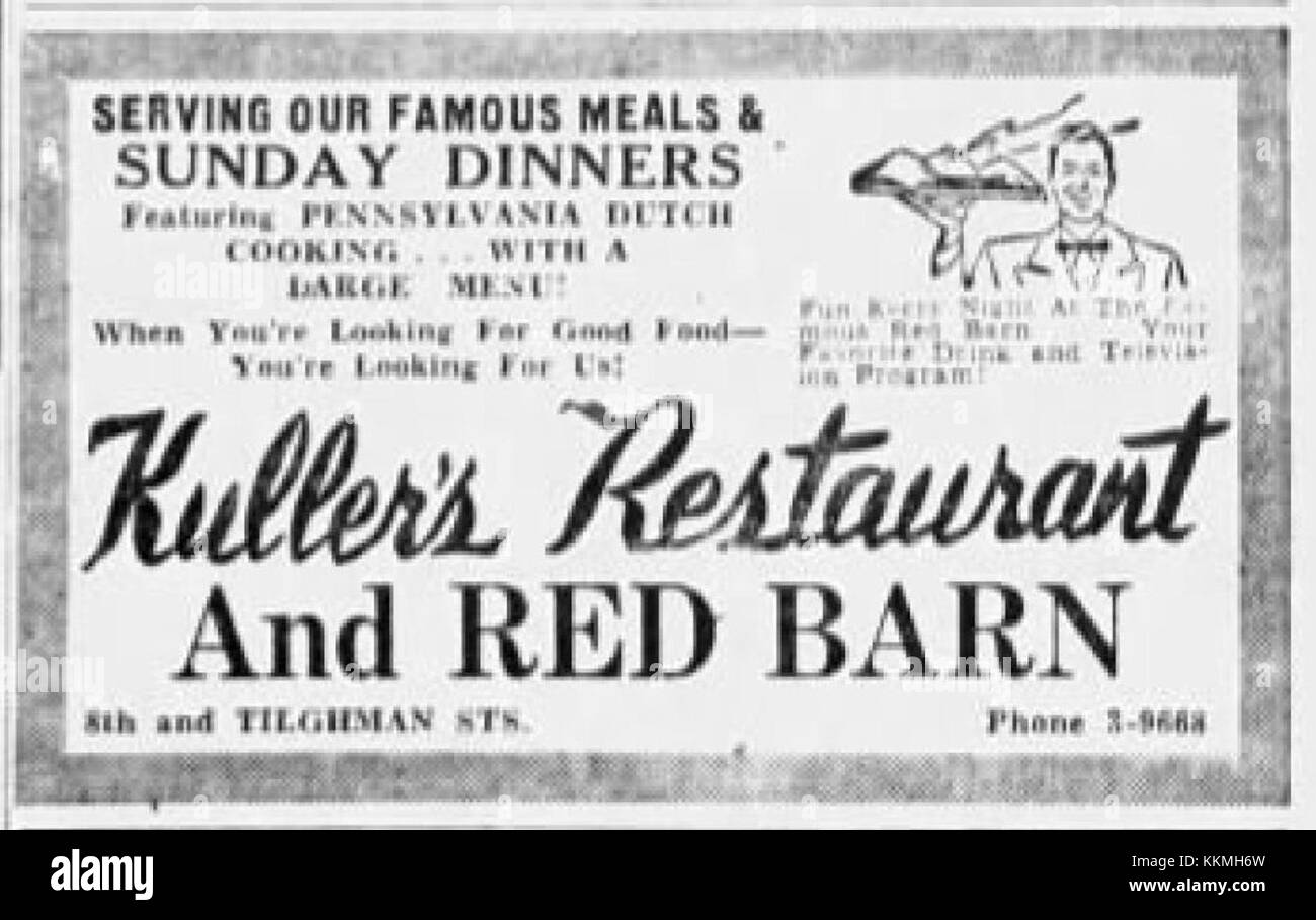 1949 - Kellers - Red Barn - 3 déc MC - Allentown PA Banque D'Images