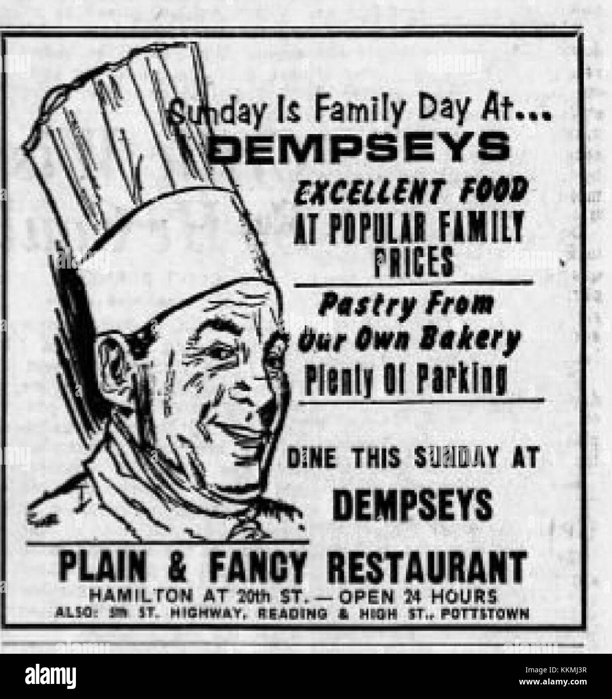 Cette image capture un dîner à Allentown, Pennsylvanie, le 26 octobre 1968. Dempseyâ€™s Plain & Fancy Diner est un reflet de la culture culinaire américaine du milieu du XXe siècle et de l'atmosphère sociale de l'époque. Banque D'Images