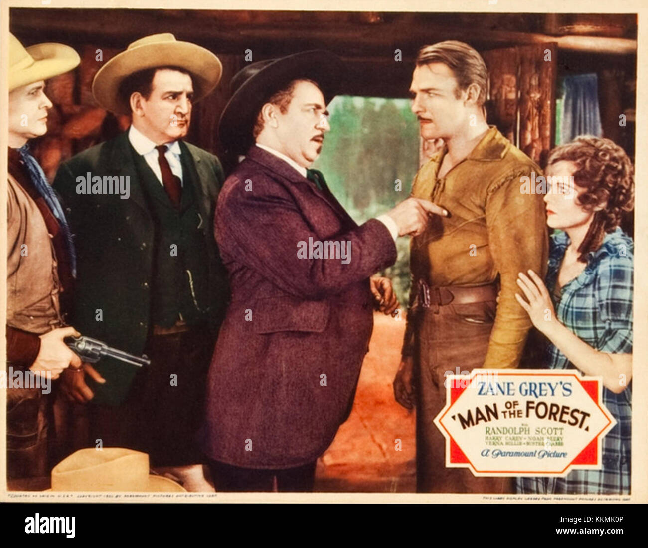 Une affiche pour le film de 1933 « L'homme de la forêt », présentant le titre du film et les éléments visuels associés au film. Banque D'Images