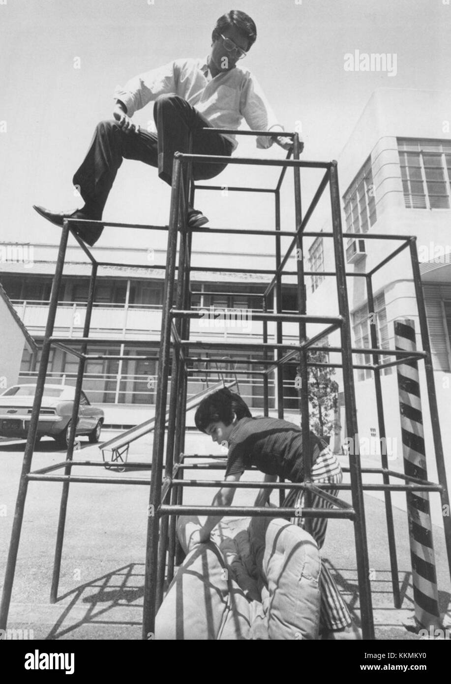 Image promotionnelle de la série télévisée de 1970 'Courtship of Eddie's Father', mettant en vedette les acteurs Bill Bixby et Brandon Cruz. Banque D'Images