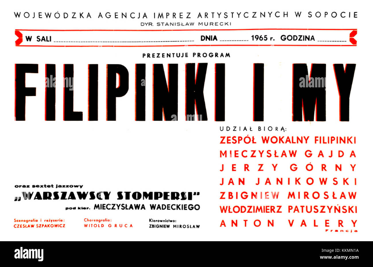 L'affiche de 1965 de Filipinki capture un moment du populaire girl Group polonais Filipinki, qui a été un élément clé de la scène musicale en Pologne dans les années 1960 L'affiche souligne l'impact culturel et l'héritage musical du groupe. Banque D'Images