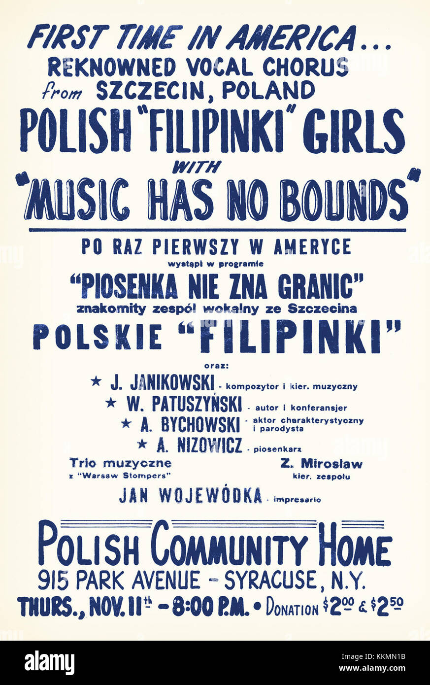 Le 'Filipinki afisz 04' est une affiche de 1965 faisant la promotion du groupe de chant féminin polonais Filipinki. L'affiche, des États-Unis, reflète l'échange culturel et la popularité de la musique d'Europe de l'est au cours des années 1960 Banque D'Images