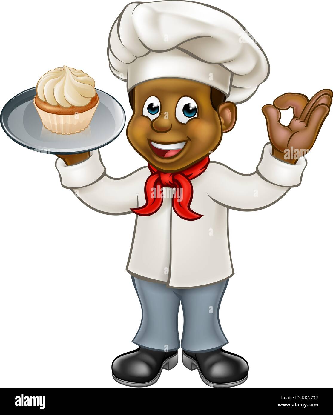 Black Chef ou Baker Cartoon Illustration de Vecteur