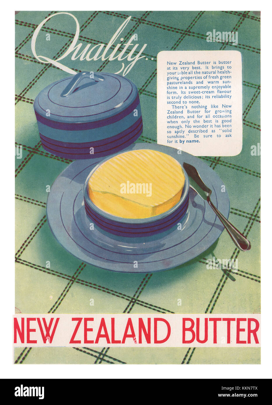 1938 Magazine britannique Le beurre néo-zélandais annonce Banque D'Images
