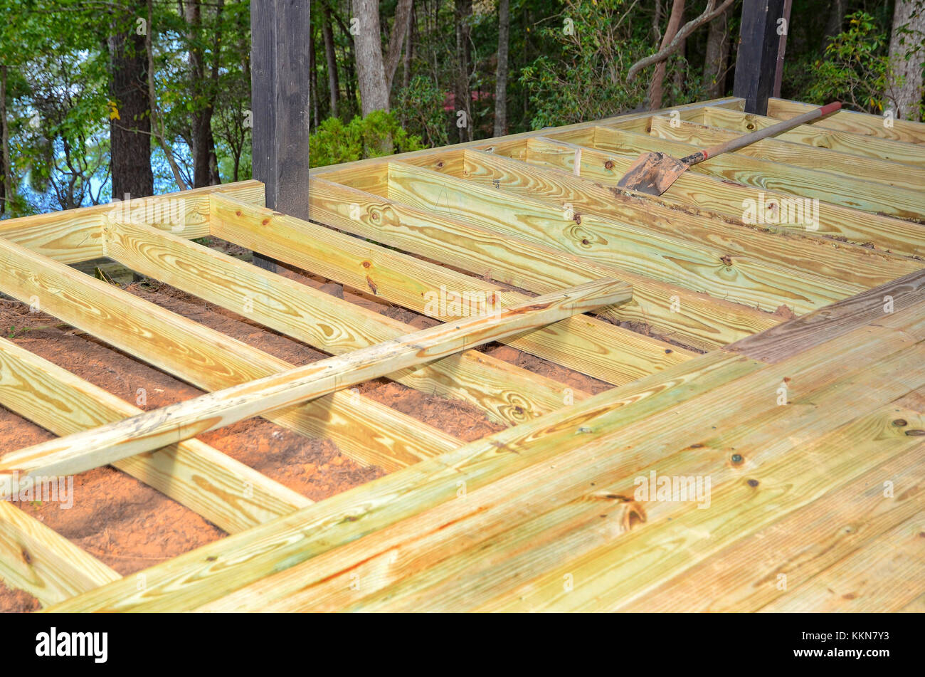 Nouvelle terrasse ou véranda en construction Banque D'Images