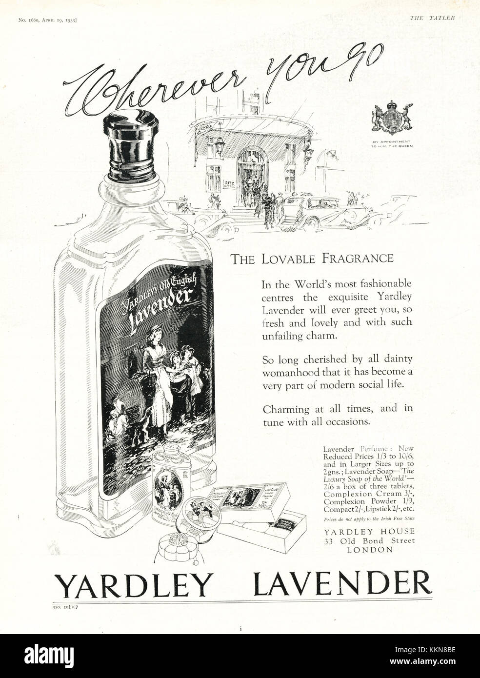 1933 Le magazine britannique parfum Lavande Yardley Annonce Banque D'Images