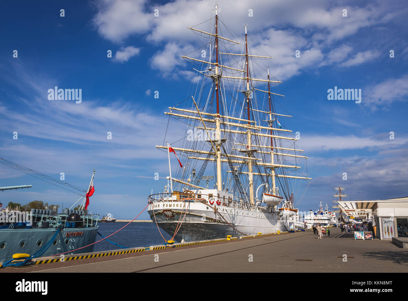 Bateau à voile Dar Pomorza (Don de Pomerania) navire musée dans le port de Gdynia ville, Voivodeship de Poméranie de Pologne Banque D'Images