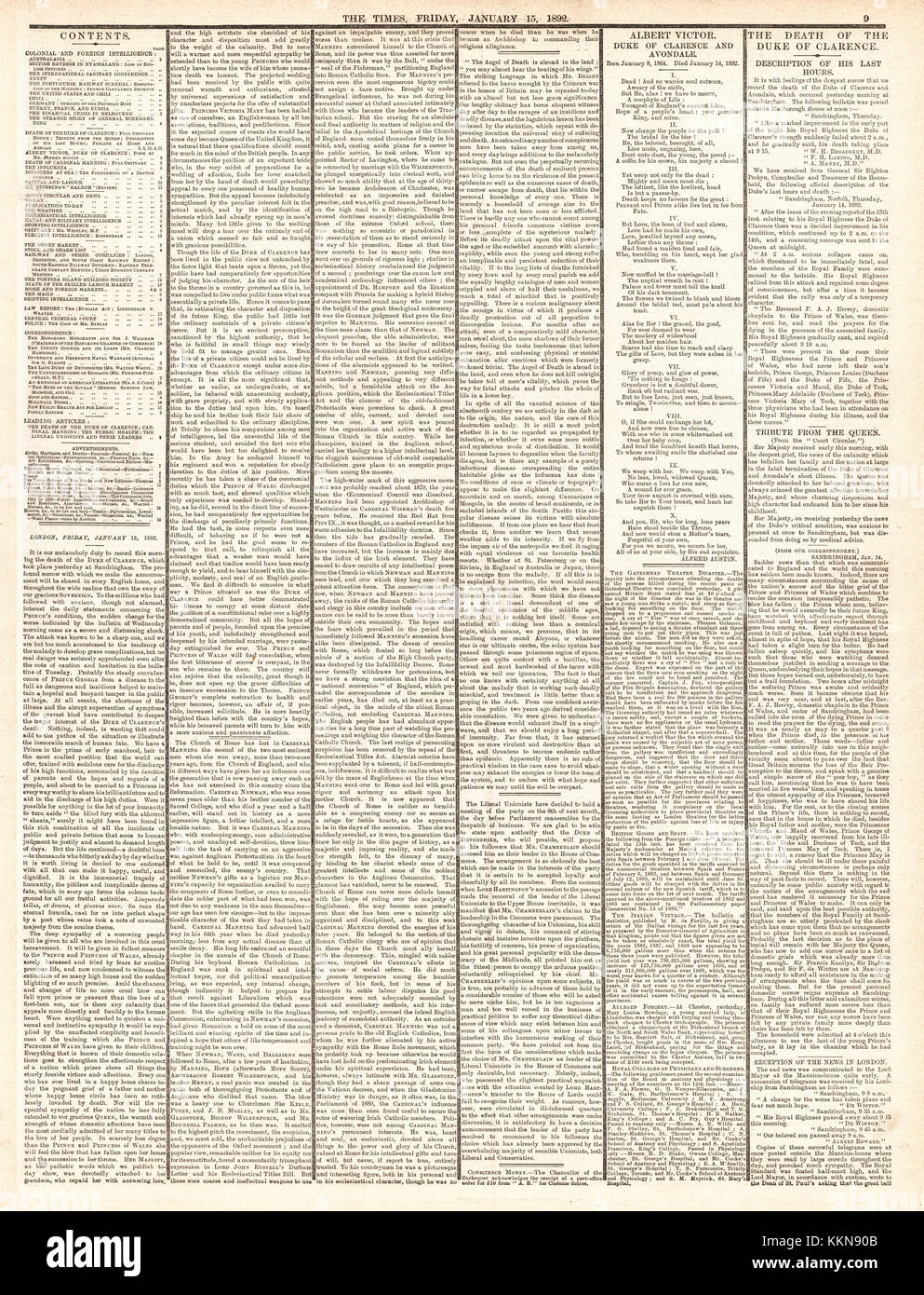 1901 fois la mort du Prince Albert Victor, duc de Clarence et d'Avondale, pg 9 Banque D'Images