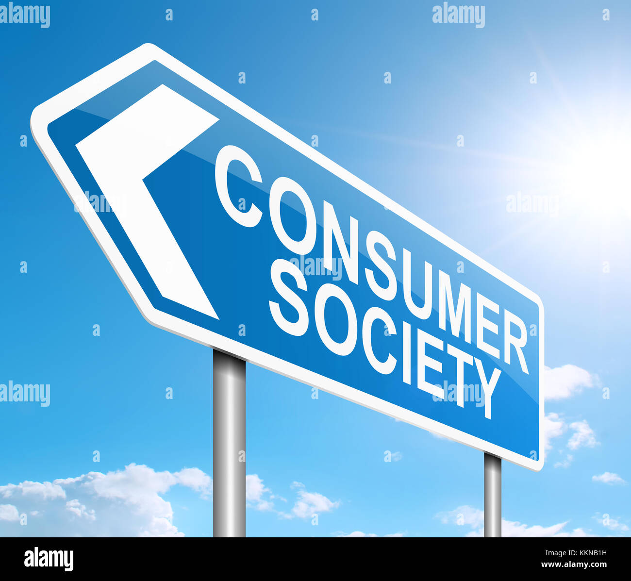 3d illustration montrant un signe avec une société de consommation concept. Banque D'Images