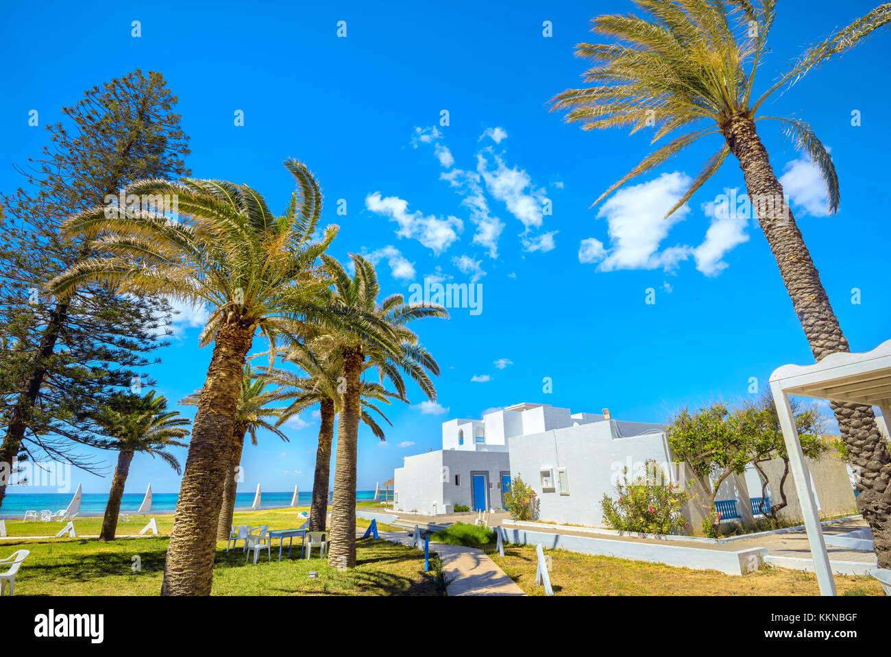 Rivage de la station balnéaire de Nabeul Tunisie, l'Afrique du Nord. Banque D'Images