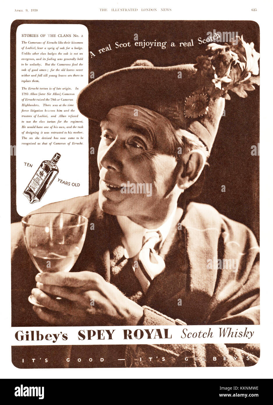 1938 Magazine BRITANNIQUE Spey Royal Whisky Annonce Banque D'Images
