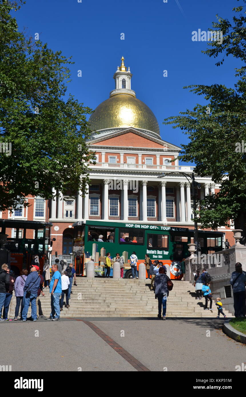 Massachusetts State House et Boston Common sur le Freedom Trail Banque D'Images