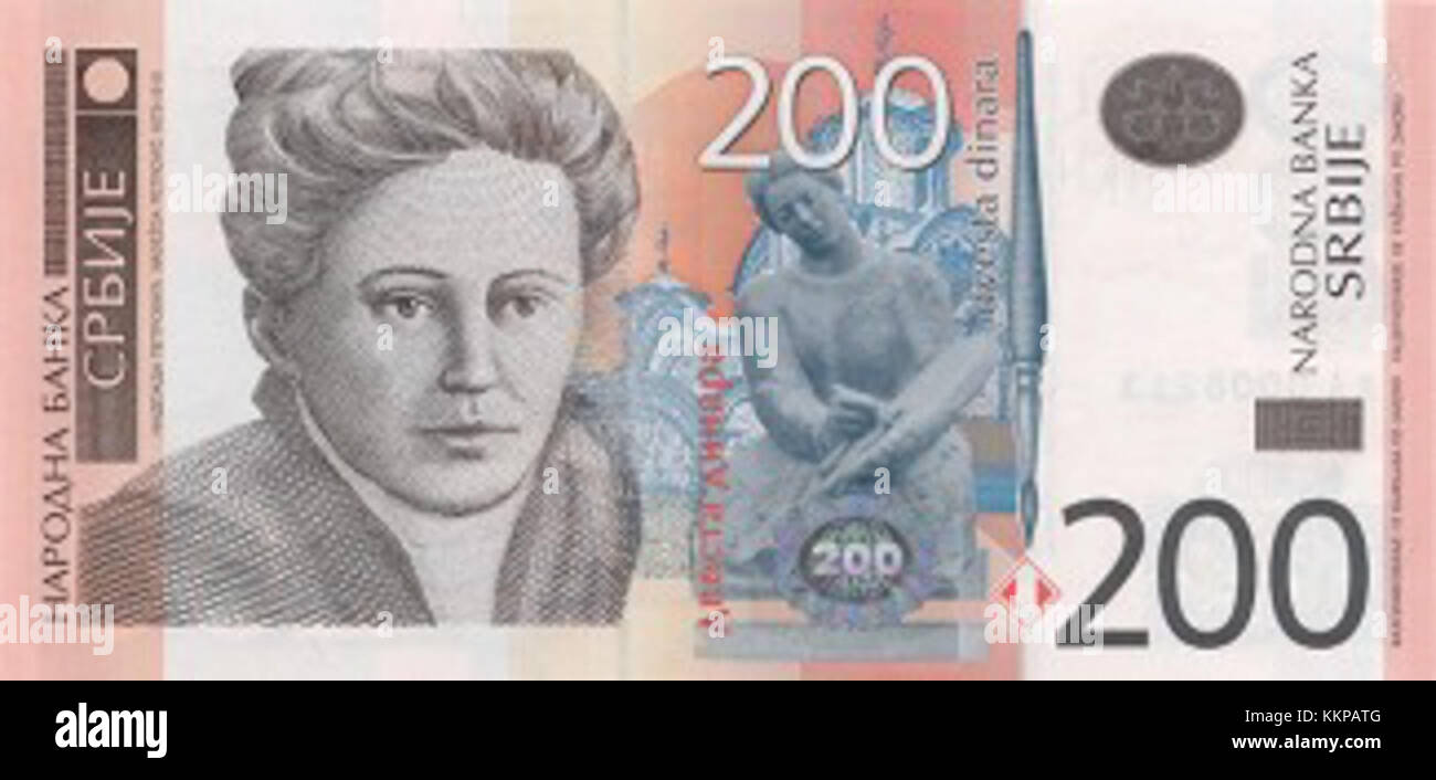 Le « Front 200RSD » fait référence à un élément spécifique, éventuellement lié à un événement financier ou historique, en relation avec la monnaie ou le marché serbe, en faisant référence à la dénomination 200 RSD dans son contexte. Banque D'Images
