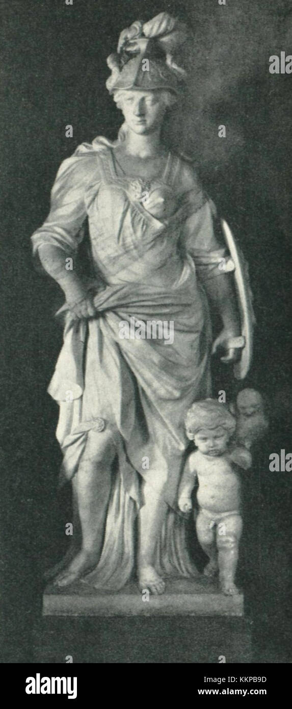 Une photo de l'escalier du palais de Drottningholm, avec la statue de Minerve. Drottningholm est une résidence royale historique en Suède, présentant sa grande architecture et son patrimoine culturel. Banque D'Images