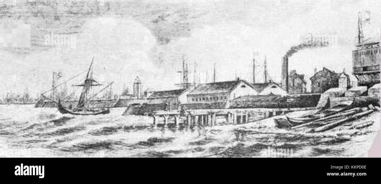 Le port de Redout Kale, un centre maritime clé dans les années 1840, est représenté ici, mettant en valeur le commerce animé et l'activité navale de l'époque. Il a été un point crucial pour le transport maritime et le commerce dans la région, contribuant à l'économie locale et à l'histoire maritime. Banque D'Images