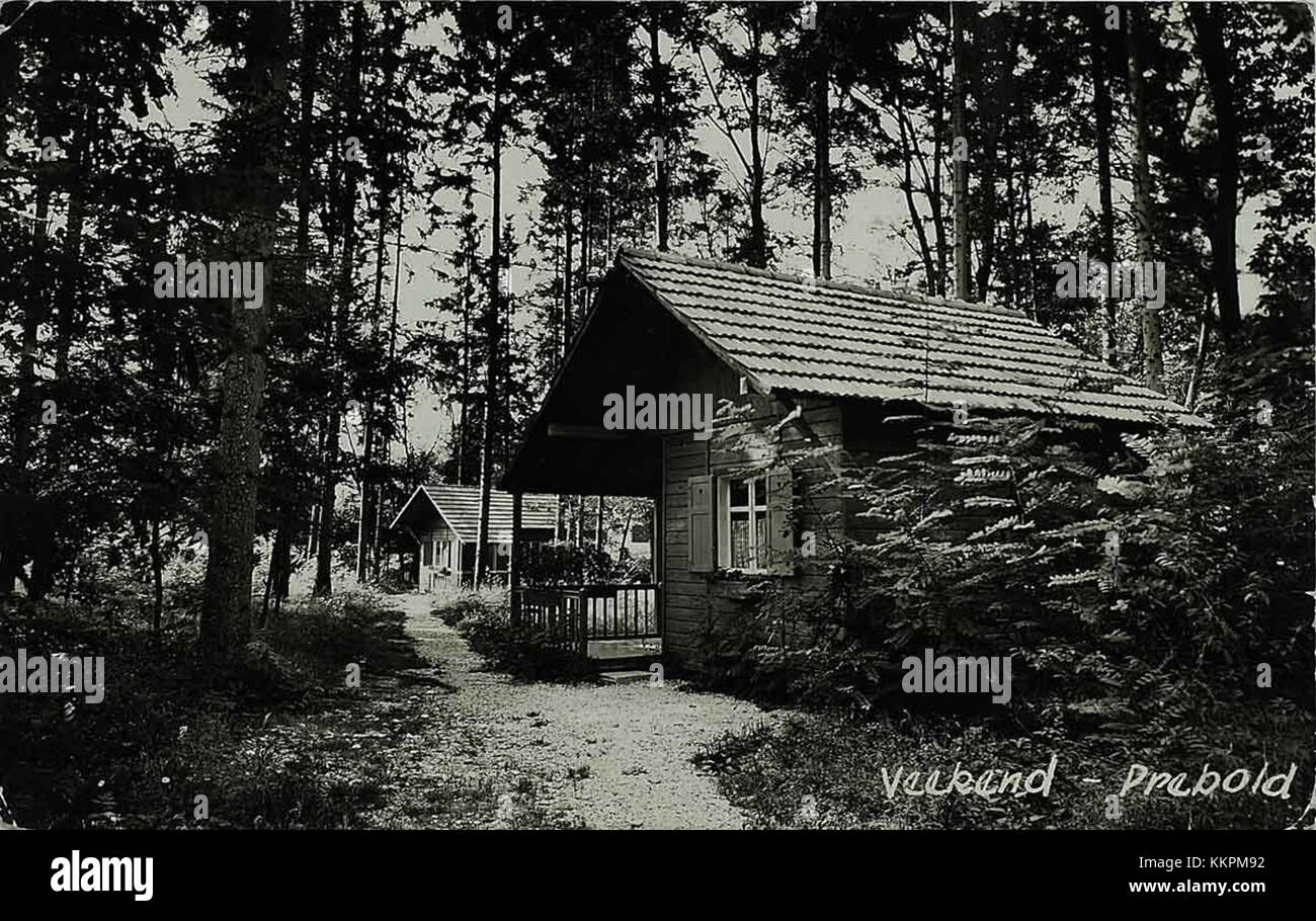 Cette carte postale, datée de 1960, montre une vue de Prebold, une petite ville de Slovénie, capturant son essence historique et culturelle à cette époque. Banque D'Images