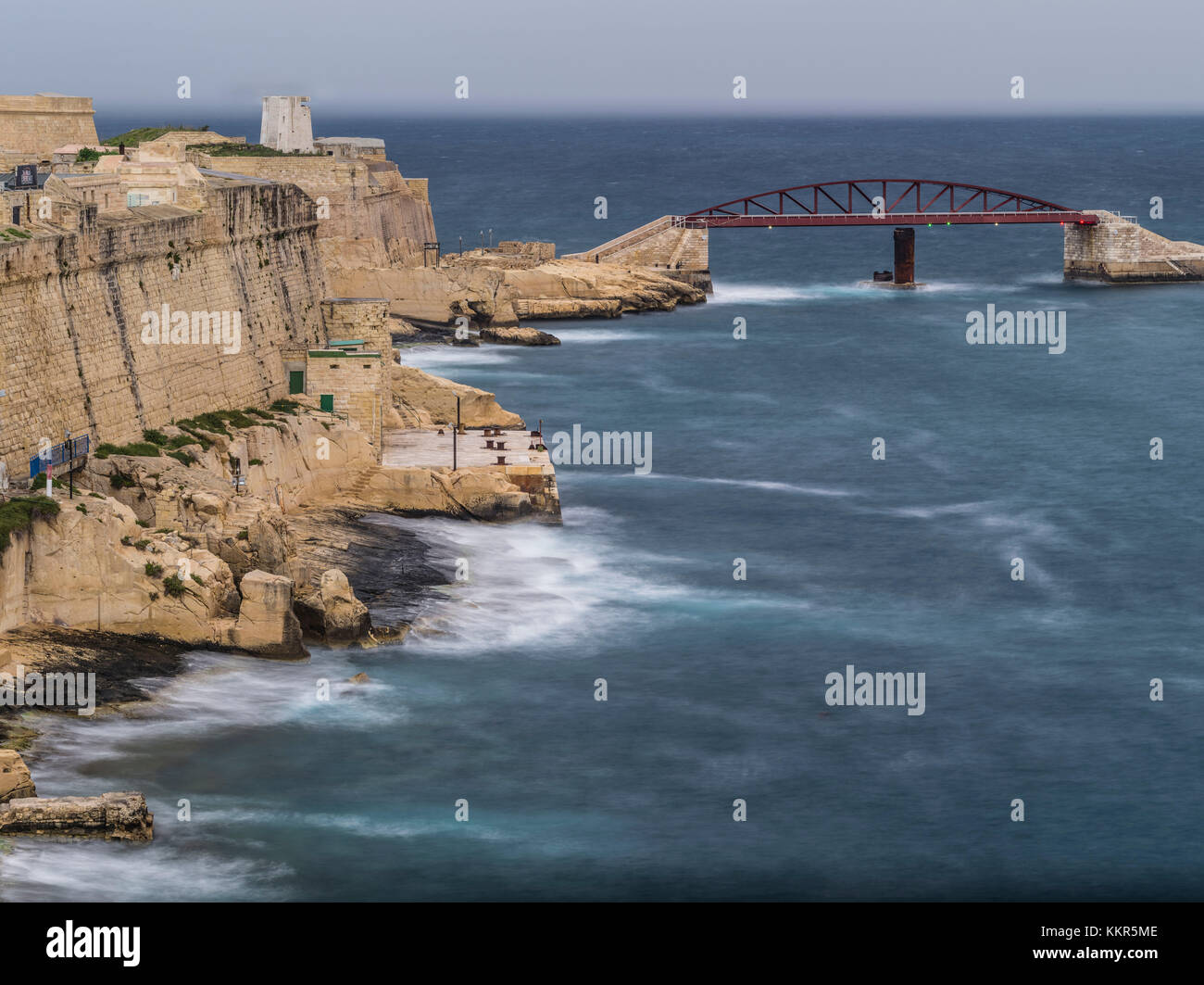 Matin orageux dans le grand port de la valette à Malte Banque D'Images