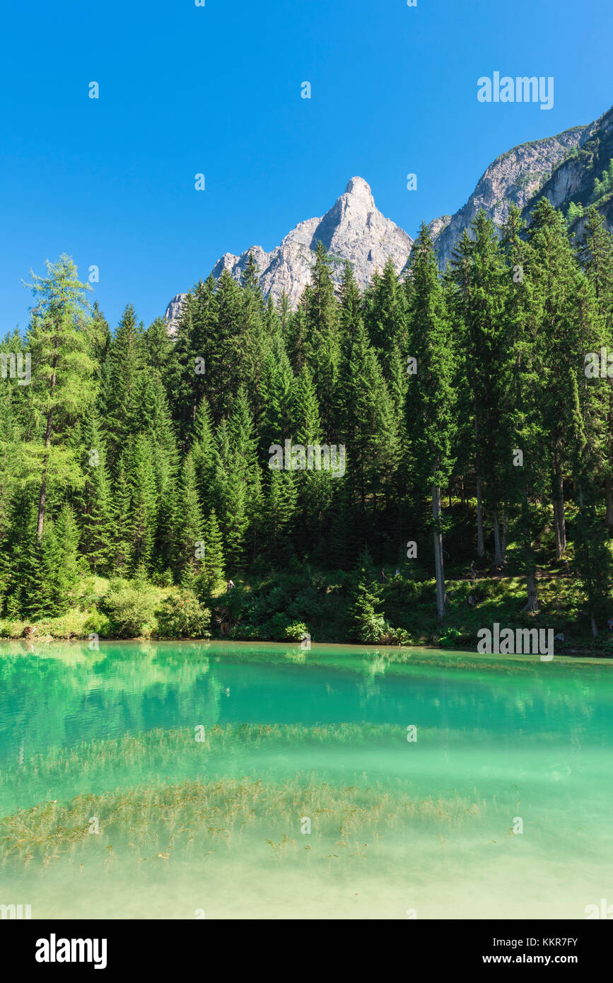 Lac Braies Braies -, la province de Bolzano, Trentin-Haut-Adige Italie Banque D'Images
