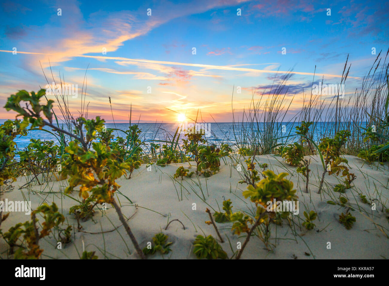Coucher du soleil sur une plage près de gammel skagen Banque D'Images
