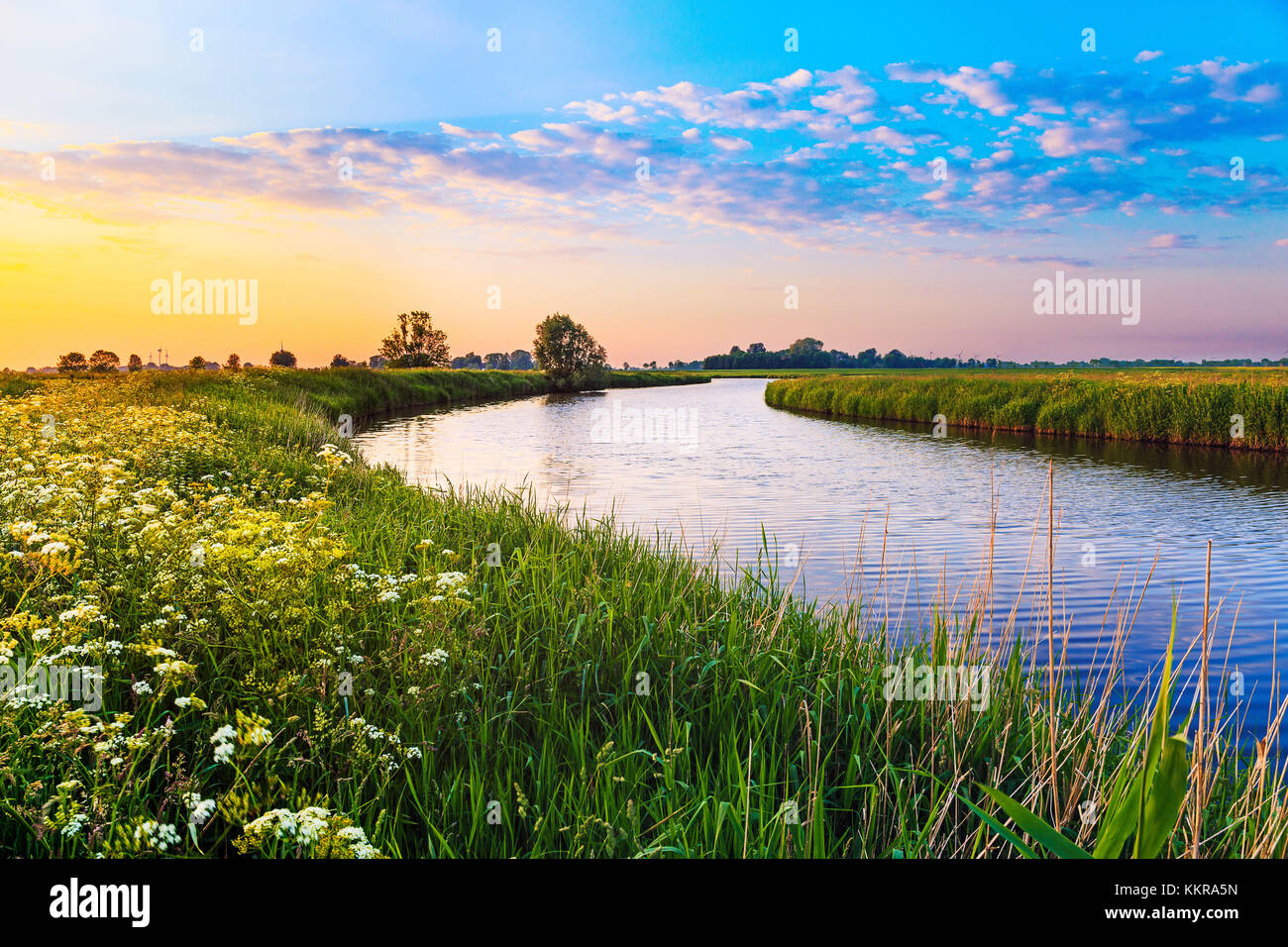 Coucher du soleil à la rivière harle près du village funnix Banque D'Images