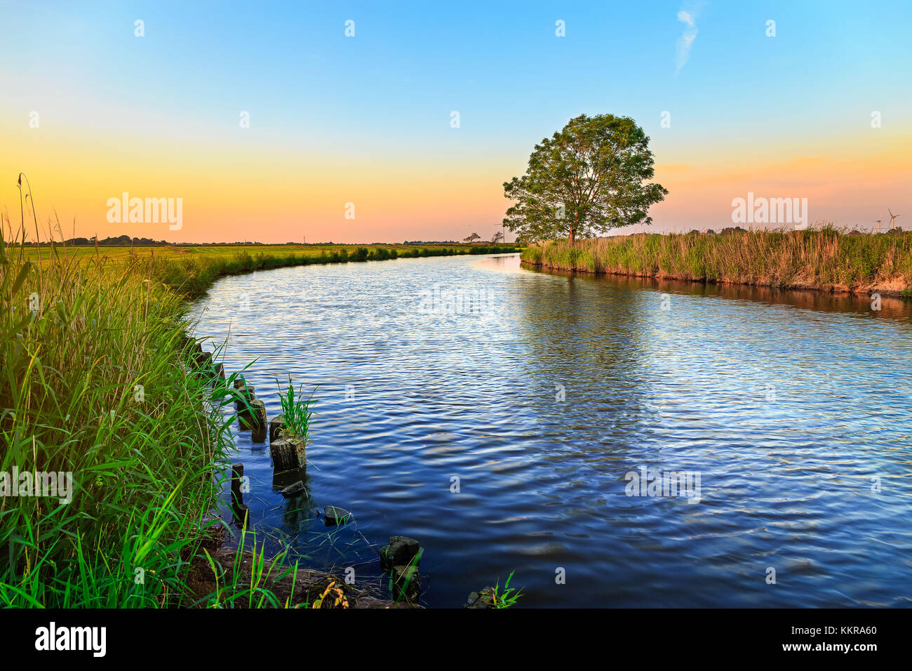 Coucher du soleil à la rivière harle près du village funnix Banque D'Images