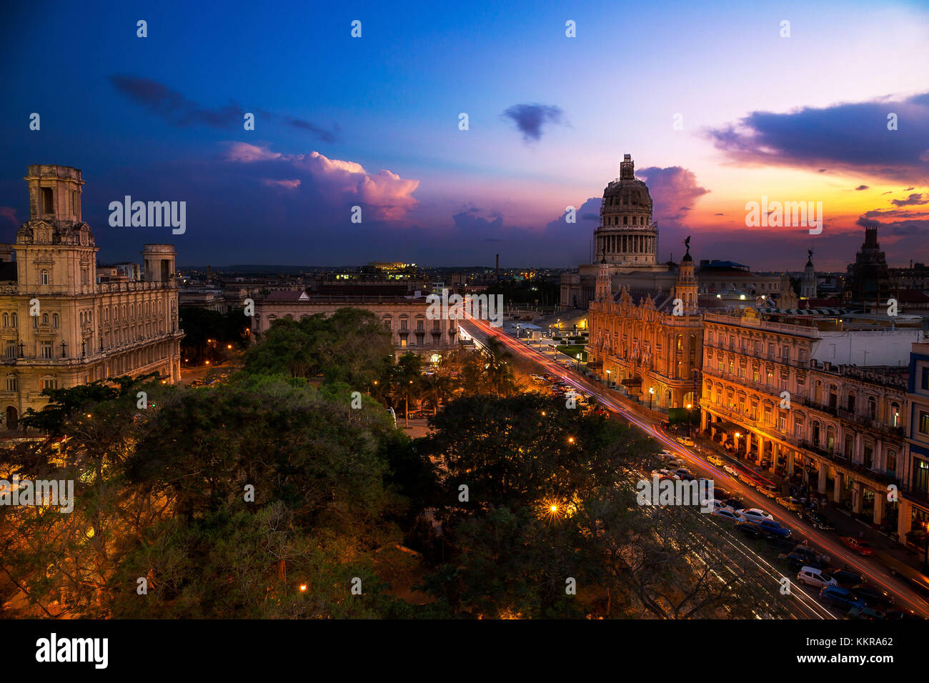 Coucher de soleil sur la Havane, Cuba Banque D'Images