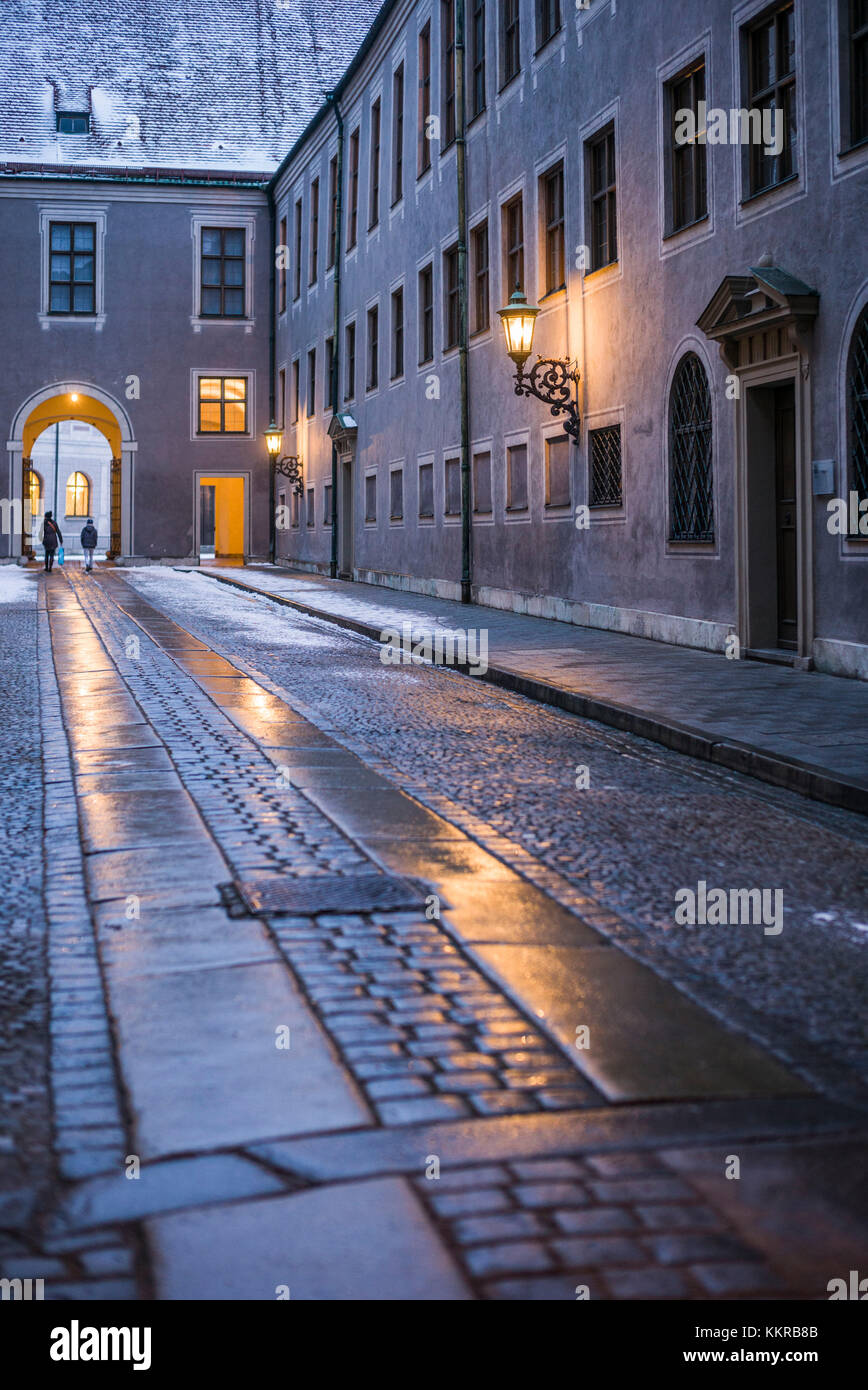 Germany, Bavaria, Munich, la Residenz, l'ancien palais royal des monarques, wittelsbach, d'entrée de l'hiver Banque D'Images
