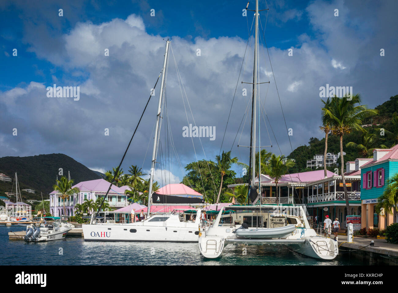 Îles vierges britanniques, Tortola, sopers hole, port de plaisance et des yachts Banque D'Images