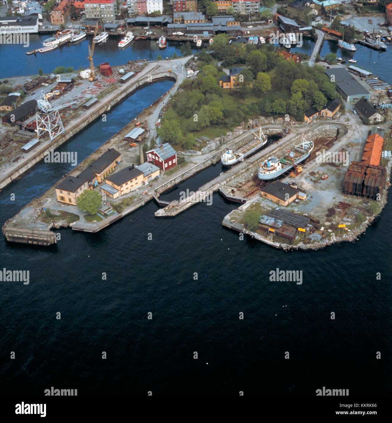 Beckholmen est une île de Stockholm, en Suède, connue pour son importance historique dans l'industrie de la construction navale et l'histoire maritime. Banque D'Images