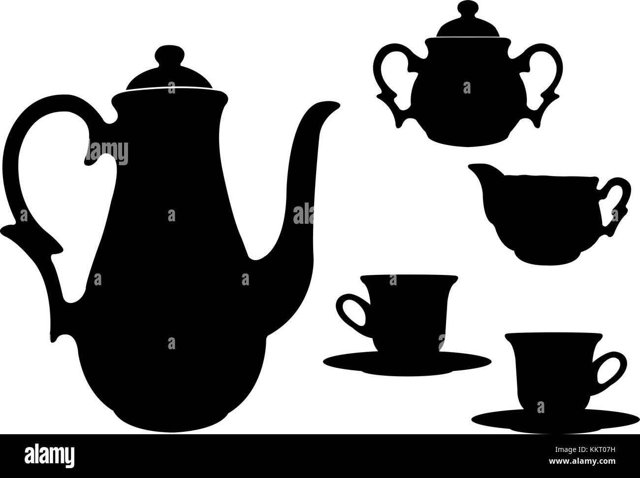 Thé ou café - vector silhouettes set Illustration de Vecteur