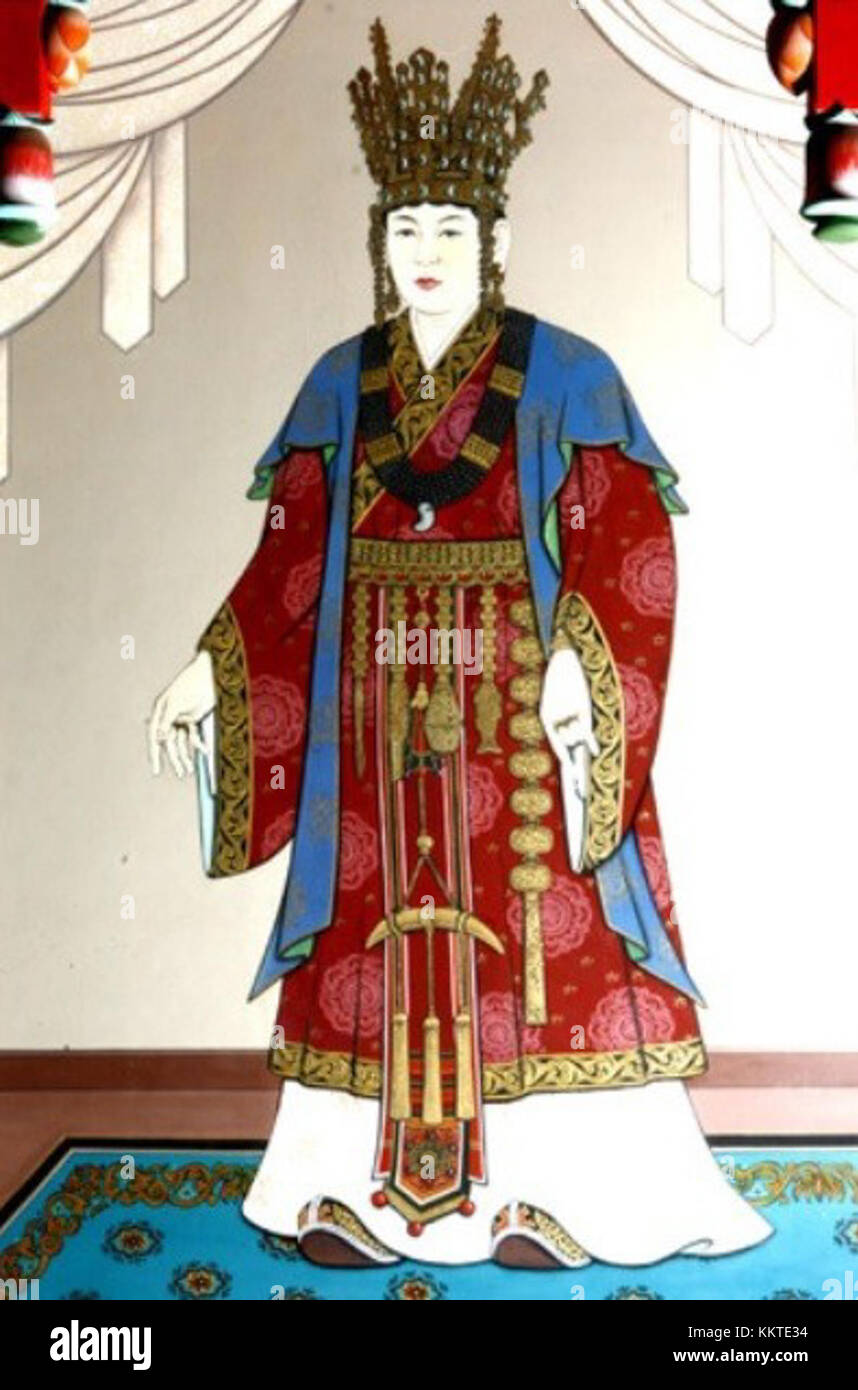 La reine Seondeok de Silla, figure historique, fut la première femme dirigeante du Royaume de Silla dans l'ancienne Corée, connue pour son sens politique et son leadership. Banque D'Images